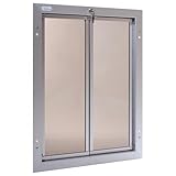 PlexiDor Performance Pet Doors for Dogs and Cats - Energy Efficient Door Mount - with Lock and Key - Silver