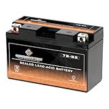Chrome Battery YT7B-BS Maintenance Free Replacement Battery for ATV, Motorcycle, and Scooter: 12 Volts, 7 Amps, 6.5Ah, Nut and Bolt (T3) Terminal