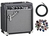 Fender Frontman 10G Guitar Combo Amplifier - Black Bundle with Instrument Cable and Picks